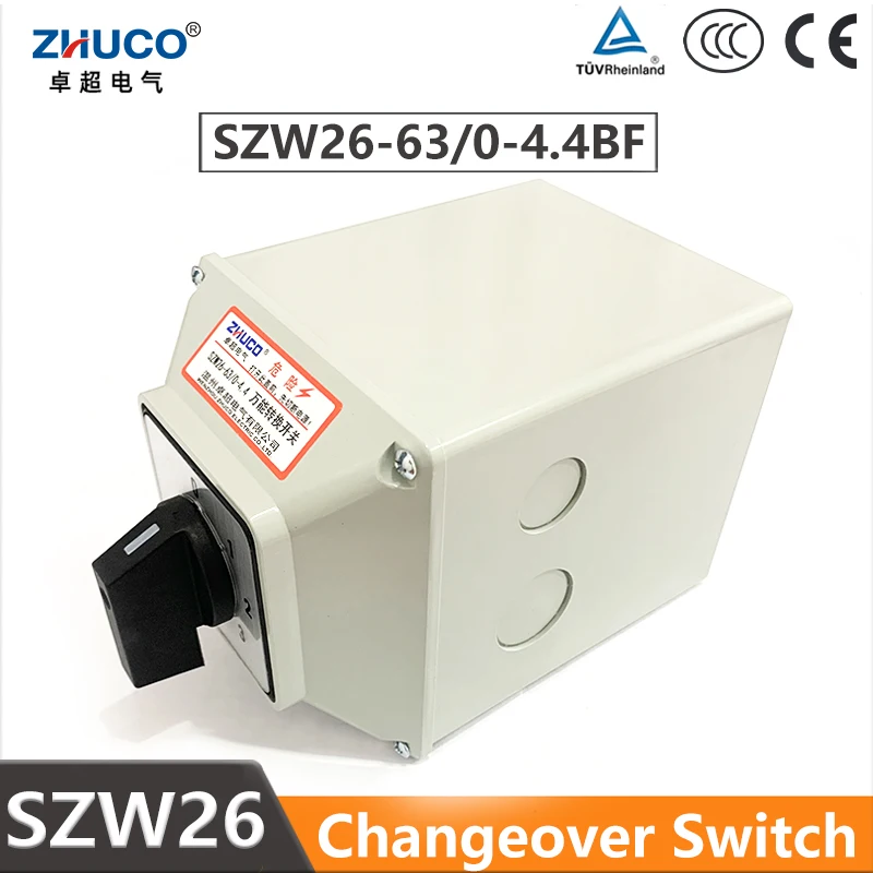 

ZHUCO SZW26/LW26-63 63A 5 Position 4 Poles 16 Terminals Universal Rotary Switch Changeover Control Cam Switch With Exterior Box