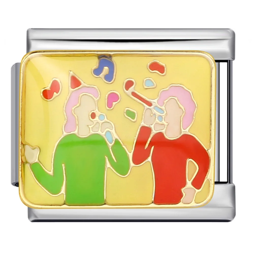 رابط سحر إيطالي على شكل قلب يغني موسيقى الحفلات الرومانسية Y2K يناسب سوار من الفولاذ المقاوم للصدأ بعرض 9 ملم مجوهرات يدوية الصنع للنساء والرجال - 4