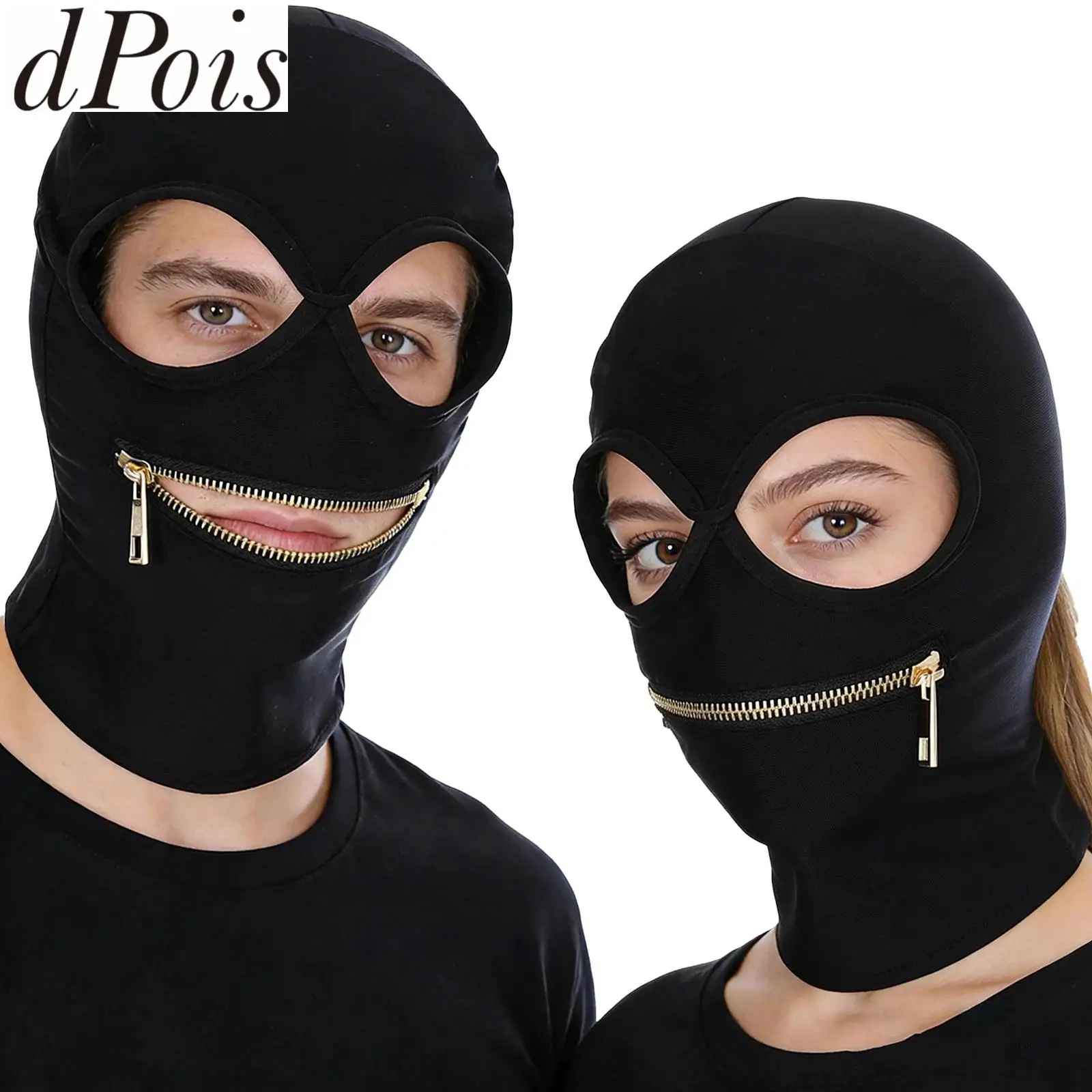 

Маска-балаклава на молнии с открытыми глазами для женщин и мужчин, для Хэллоуина, косплея, дышащая маска-чехол для лица, головной убор