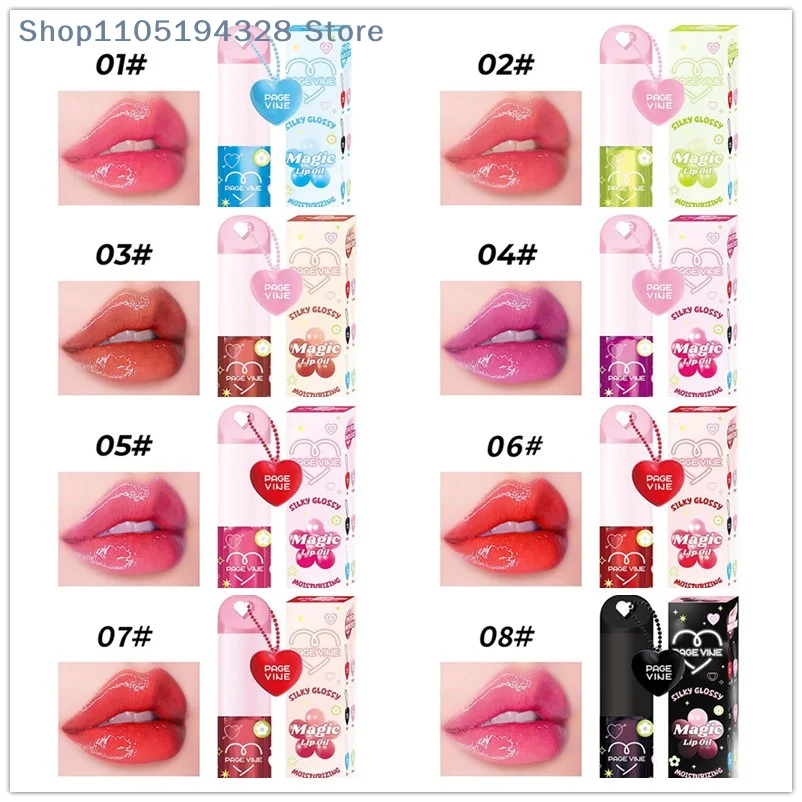 Lip Gloss Long-lasting Moisturizing Easy Halo-dyeing Mirror Water Glass Lip Gloss With Love Pendant Stain Pouty Lips Makeup