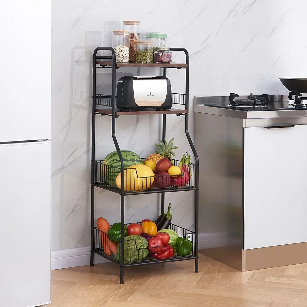 

Bathroom 3 Tier Wood And Stainless Steel Shelves Trolley Utility Storage Rolling Carts On 4 Wheels Kitchen