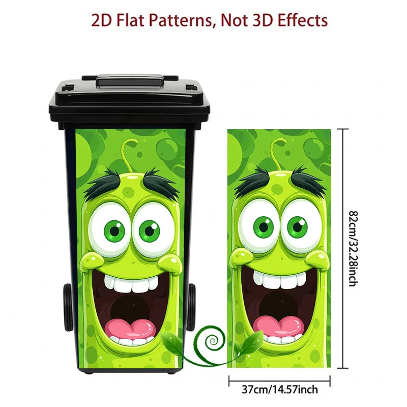 1pc Halloween Green Monster Roaring Face Themed Trash Can Decal Wall Sticker, Ideal for Outdoor Trash Cans, Walls and Home Decor