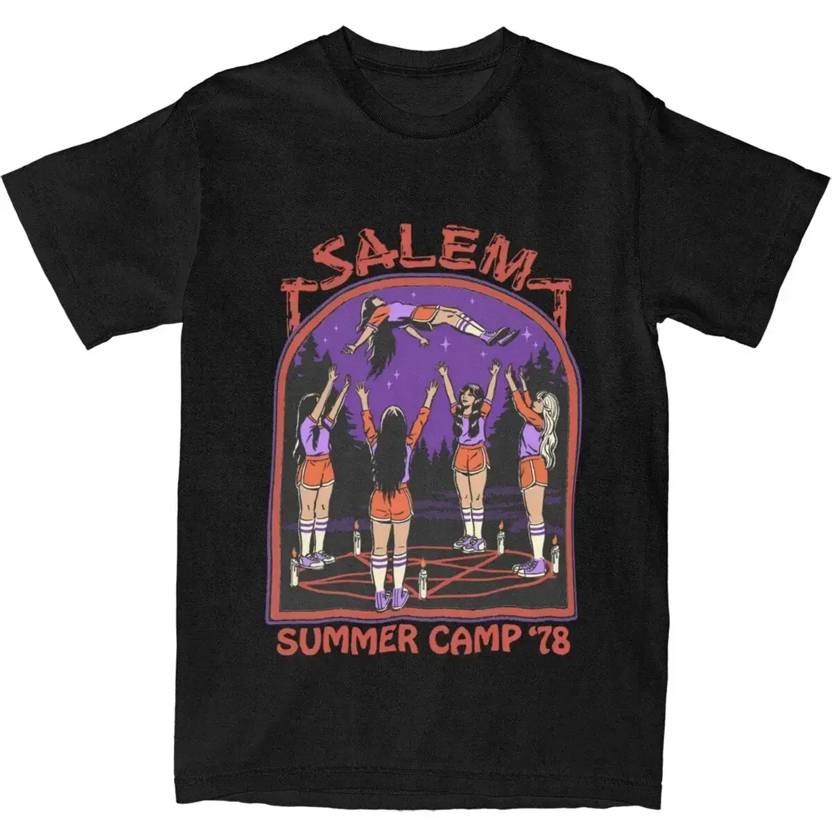 Novelty Cheerleading Basket Toss Summer Camp T Shirt Men Women's 100% Cotton Salem Dark Art Tees Shirt Birthday Present Clothes