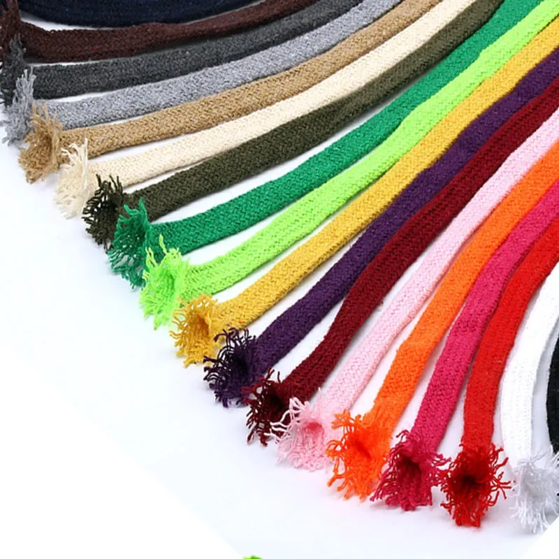 10mm Cotton Rope Hollow Flat Twisted Woven Cord Multicolor String Waist For Bag Handmade Craft DIY Home Textile Sewing 5yards