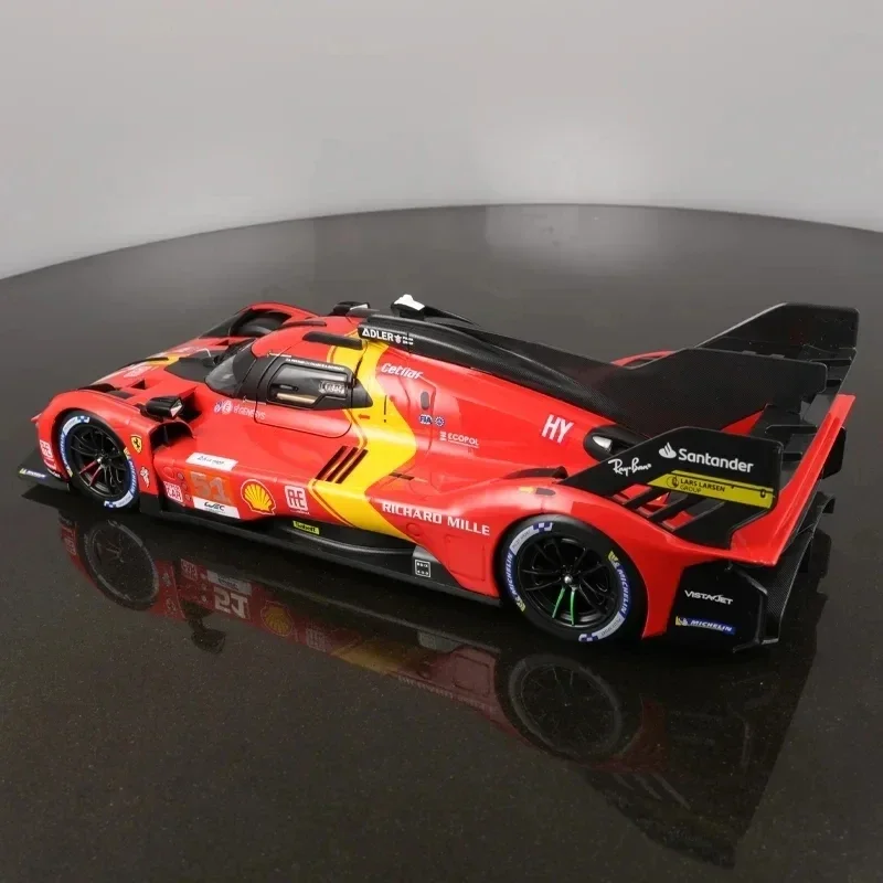 In-Stock 1:24 Bburago Ferrari 499P LMH #51 Ferrari Model 2023 24h Le Mans Champion Ferrari Car Model Baking Paint Birthday Gifts