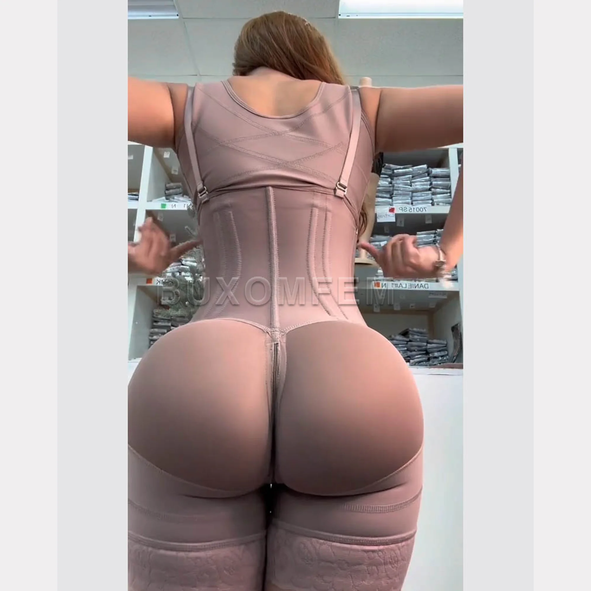 Highly Compressed Tight Breasted Jumpsuit Sleeveless Shapewear with Chest Wrap Adjustable Postpartum Belly Wrap Fajas with Bra