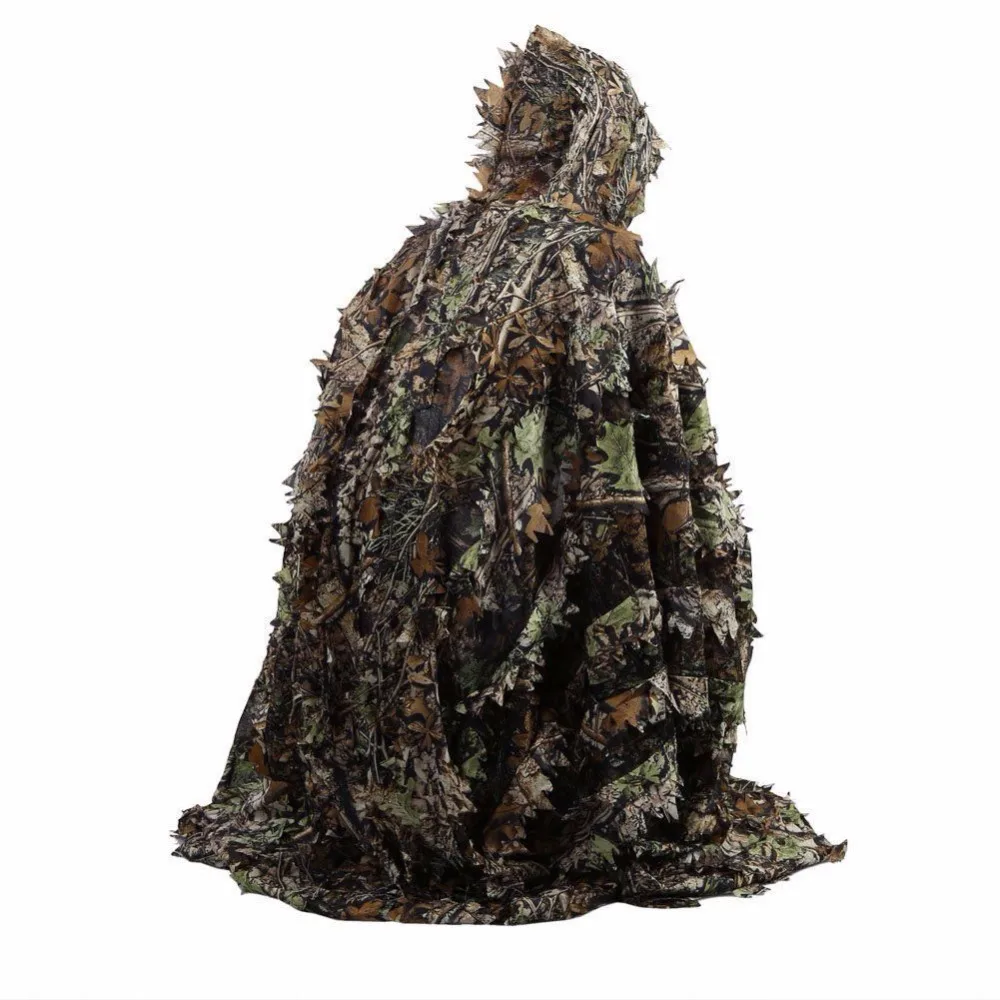 Camo 3D Leaf Hunting Poncho Camouflage Clothing Camping Birdwatching Hunting Photography CS Woodland Outdoor Ghillie Suit Sniper