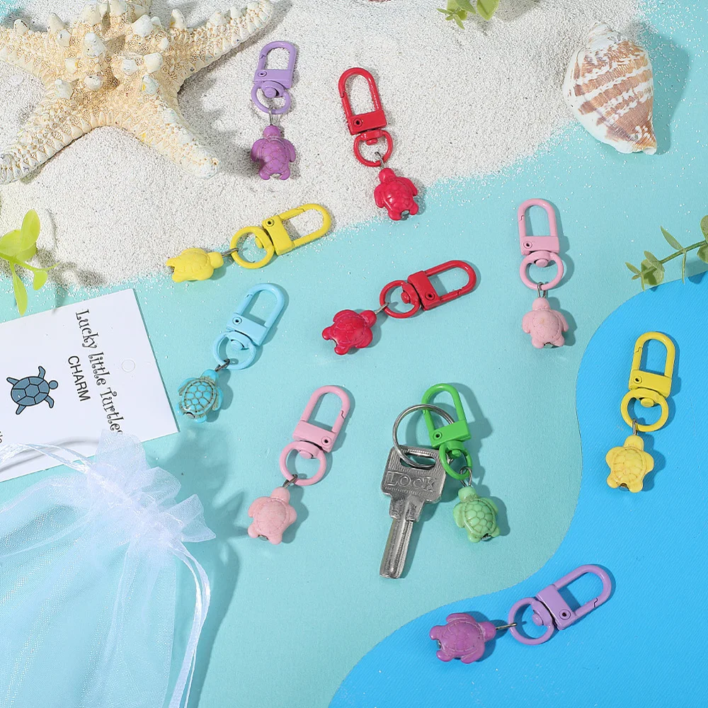 1 Box 20 Sets Turtle Keychain Set Sea Turtle Keyring Resin Summer Ocean Sea Animals Lucky Themed Turtles Key Chain Set - view 4
