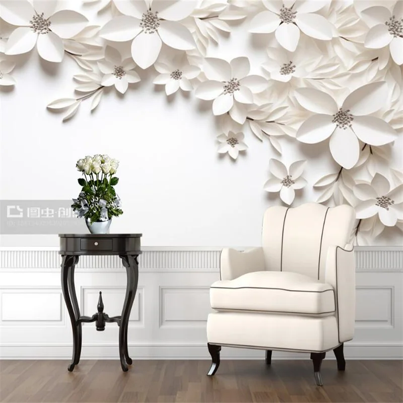 

Modern Relief Flower White Backdrop Wallpaper for Living Room Bedroom Home Decoration Self Adhesive Mural Wall Paper