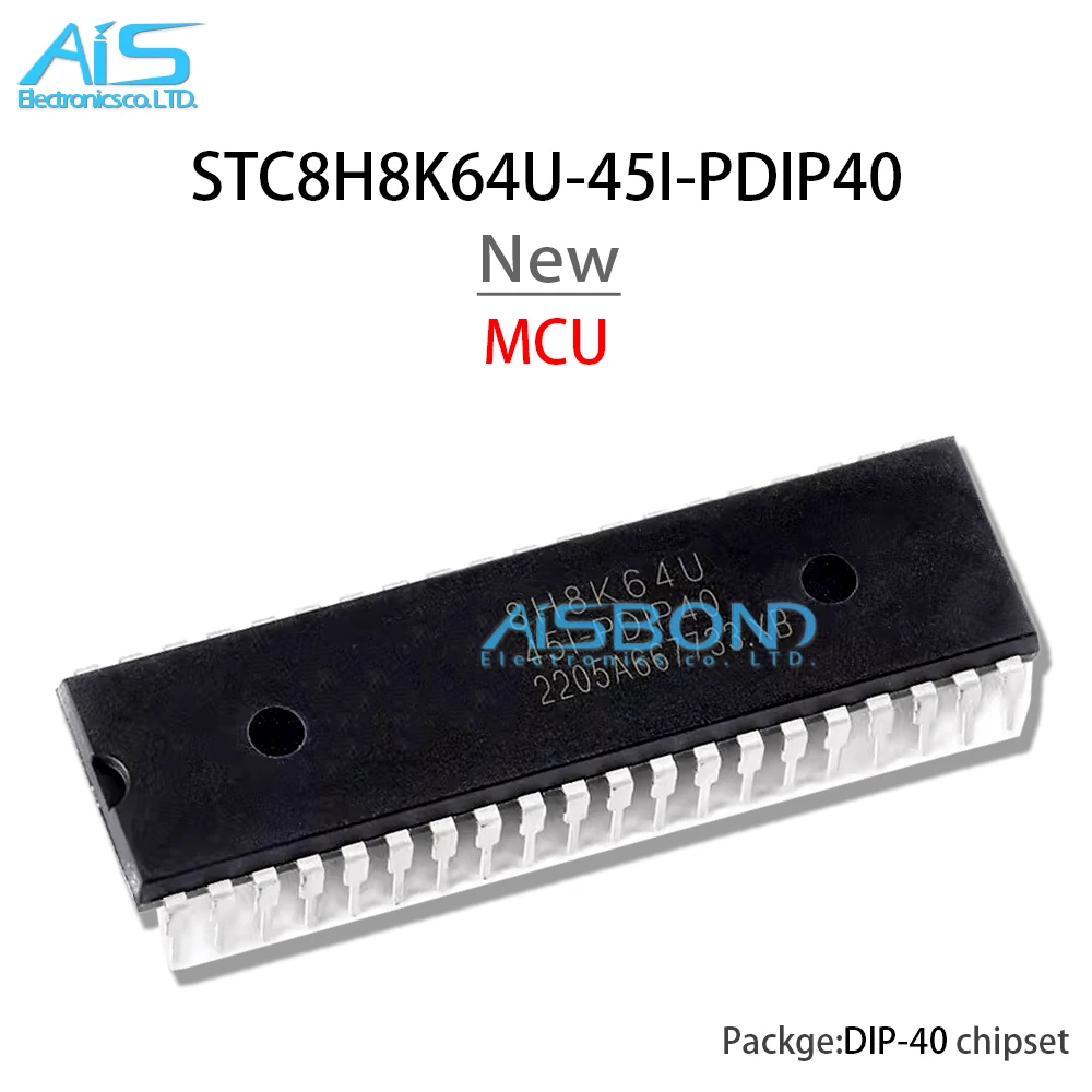 

New STC8H8K64U-45I-PDIP40 STC8H8K64U 45I PDIP40 Single-Chip Microcomputer Microcontroller MCU Enhanced 1T 8051 IC 40Pin Chip