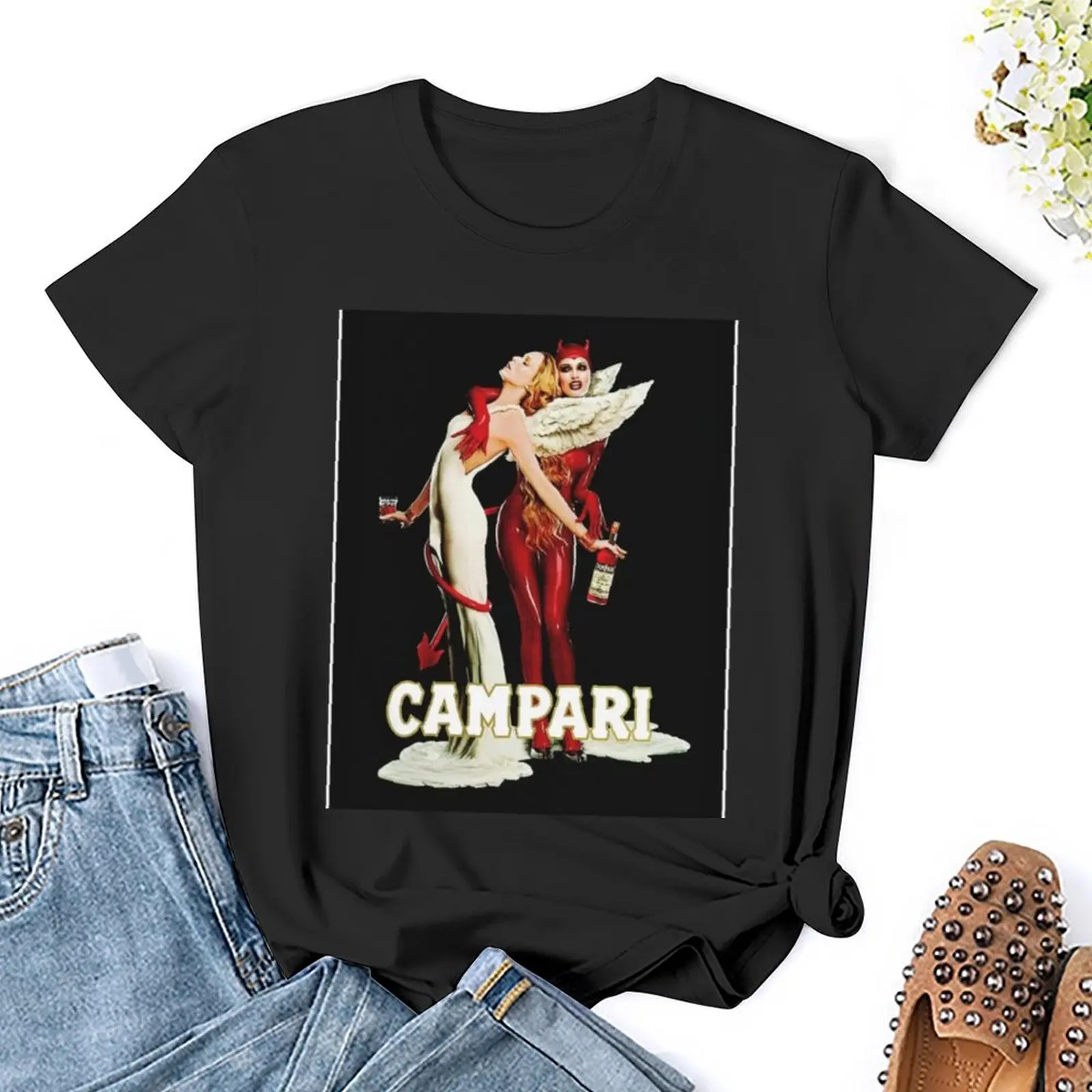 Campari gils rotes und weißes T-Shirt koreanische Mode süße Tops Sommerkleid ung für Frauen