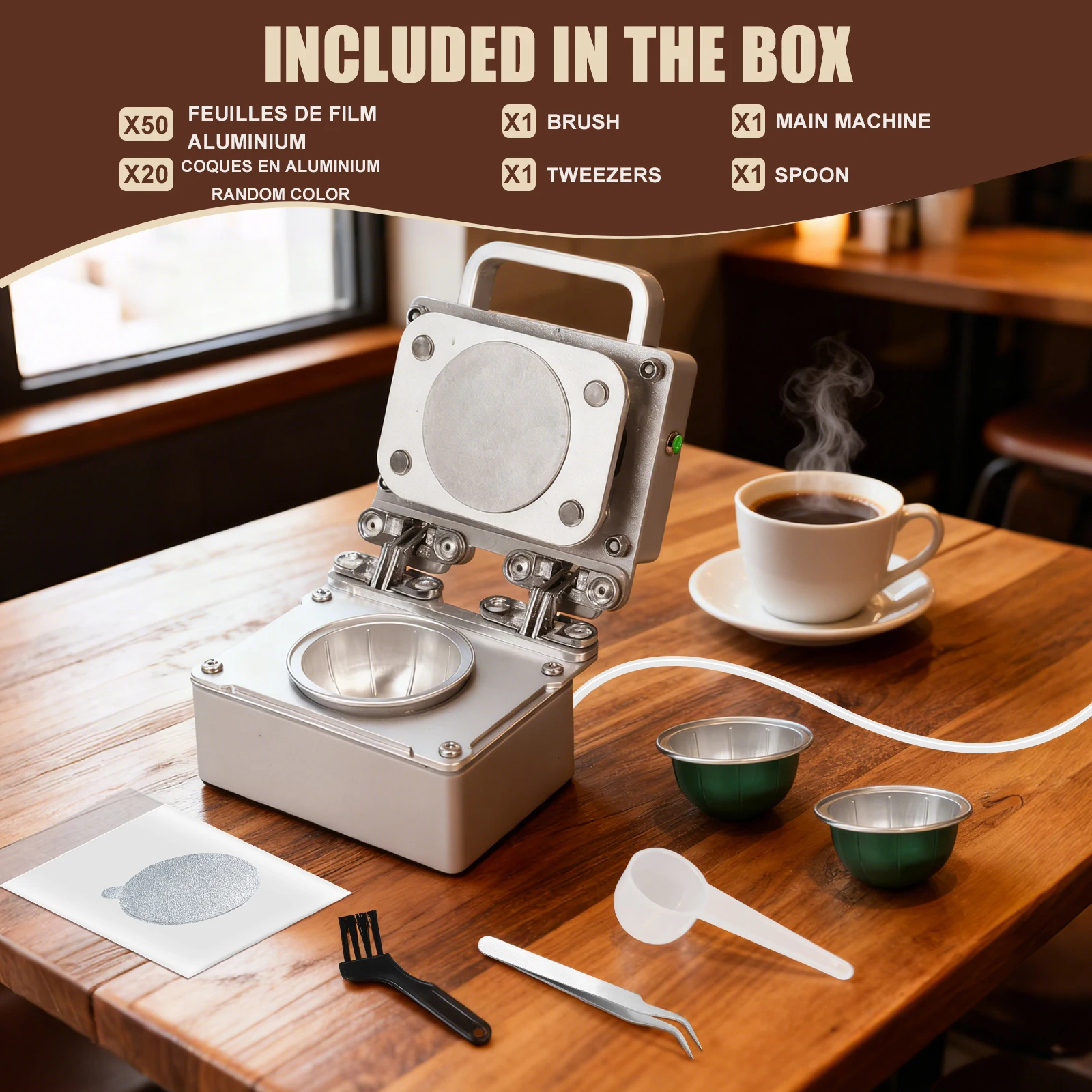 Máquina selladora portátil para cápsulas de café, papel de aluminio, sellado en caliente, cápsulas de café Nespresso Vertuo