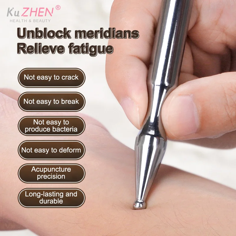 

1PCS Acupuncture Pen Facial Reflexology Tools Stainless Steel Trigger Point Massager Deep Tissue Back Massager Body Face Massage