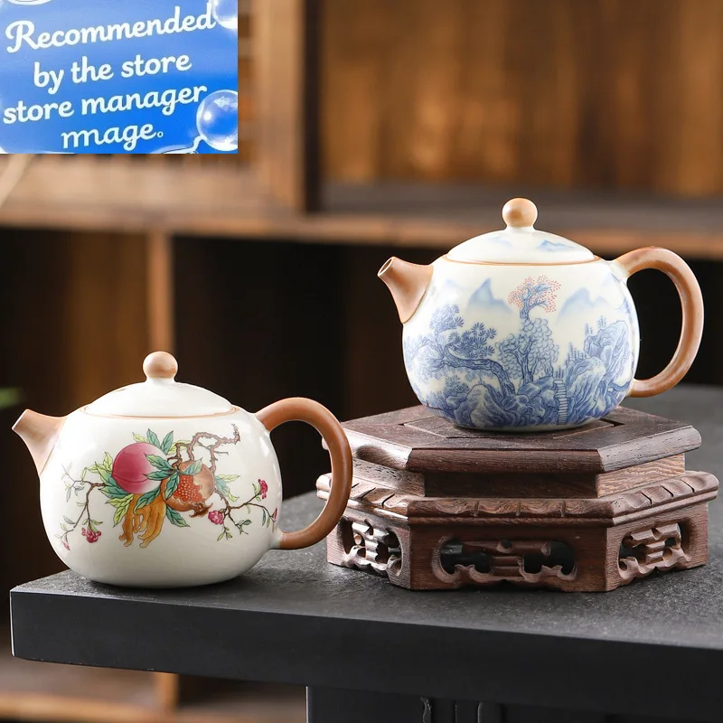 

Ru Kiln Xishi Pot Household Ceramic Brewing Teapot Chinese Kung Fu Tea Set High-grade Steeping Tea Kettle