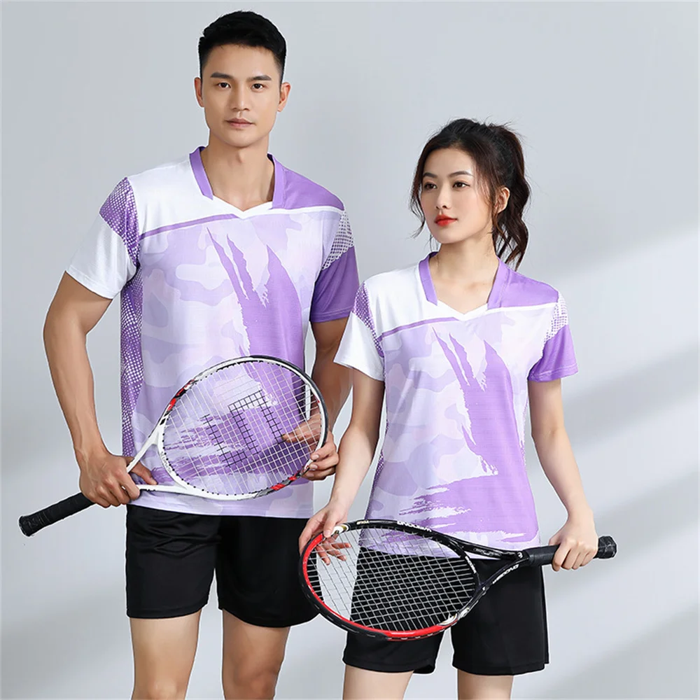 

Badminton Uniform Men's And Women's Short Sleeved Jerseys Shorts Set Quick Drying Tennis Training Suit Shuttlecock Top Skirt