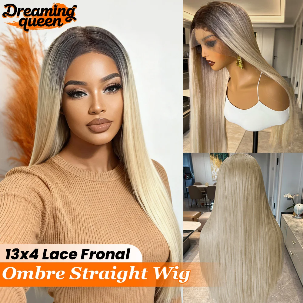 

Прямой синтетический парик блондинки с омбре и натуральной линией волос 13x4, кружевной фронтальный 613, прямой парик для чернокожих женщин, плотность 180%