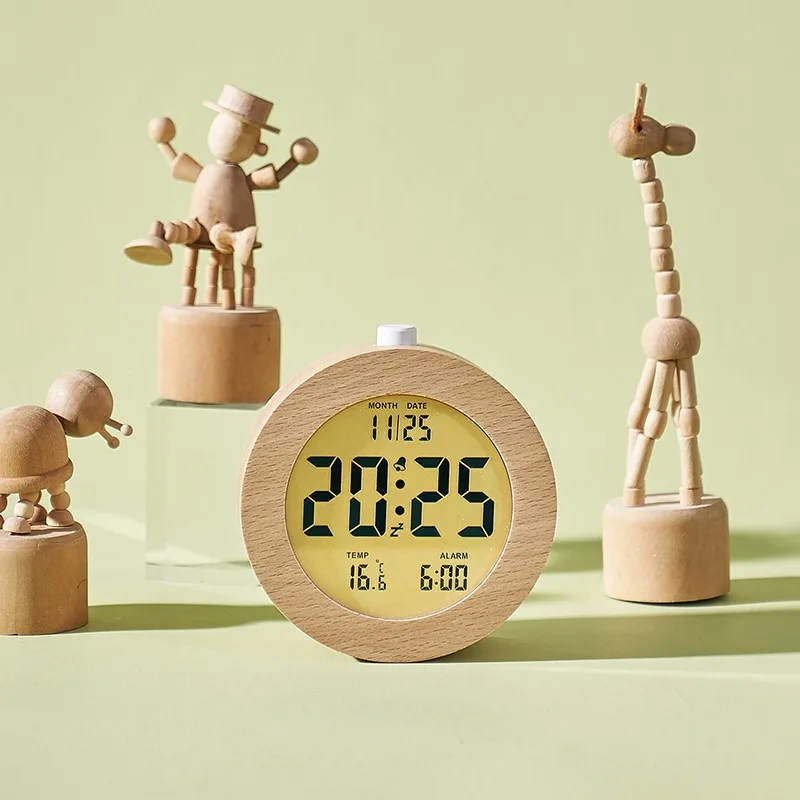 

Zml solid wood alarm clock - minimalist wooden clock, multifunctional handmade timepiece