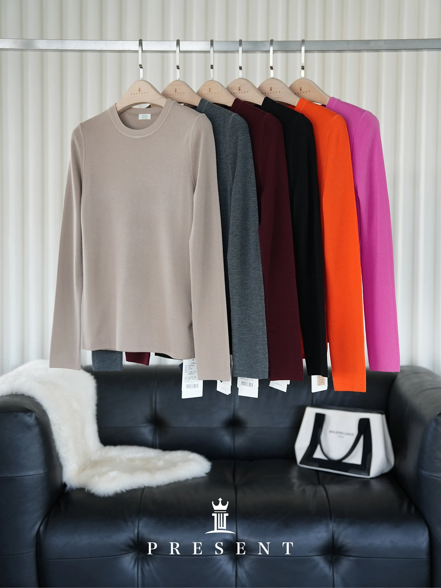 

Женская вязаная шерстяная базовая кофта JCLP: комфортная посадка, круглый вырез, длинный рукав, повседневный стиль, мягкая, теплая, модная внутренняя одежда