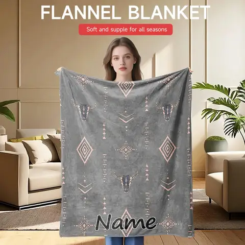 1 पीस कस्टम नाम टेक्स्ट ट्राइबल पैटर्न फलालैन कंबल सोफा बेड लिविंग रूम बेडरूम ऑफिस स्टडी सजावट के लिए उपयुक्त 8 best sales सर्दियों का कंबल - №6