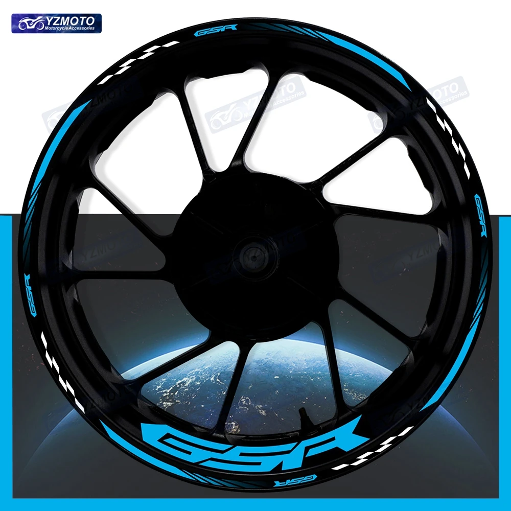 

Для мотоцикла GSR GSR400 GSR600 GSR750 17-дюймовая наклейка на переднее и заднее колесо, светоотражающая декоративная полоса ступицы, наклейки на обод