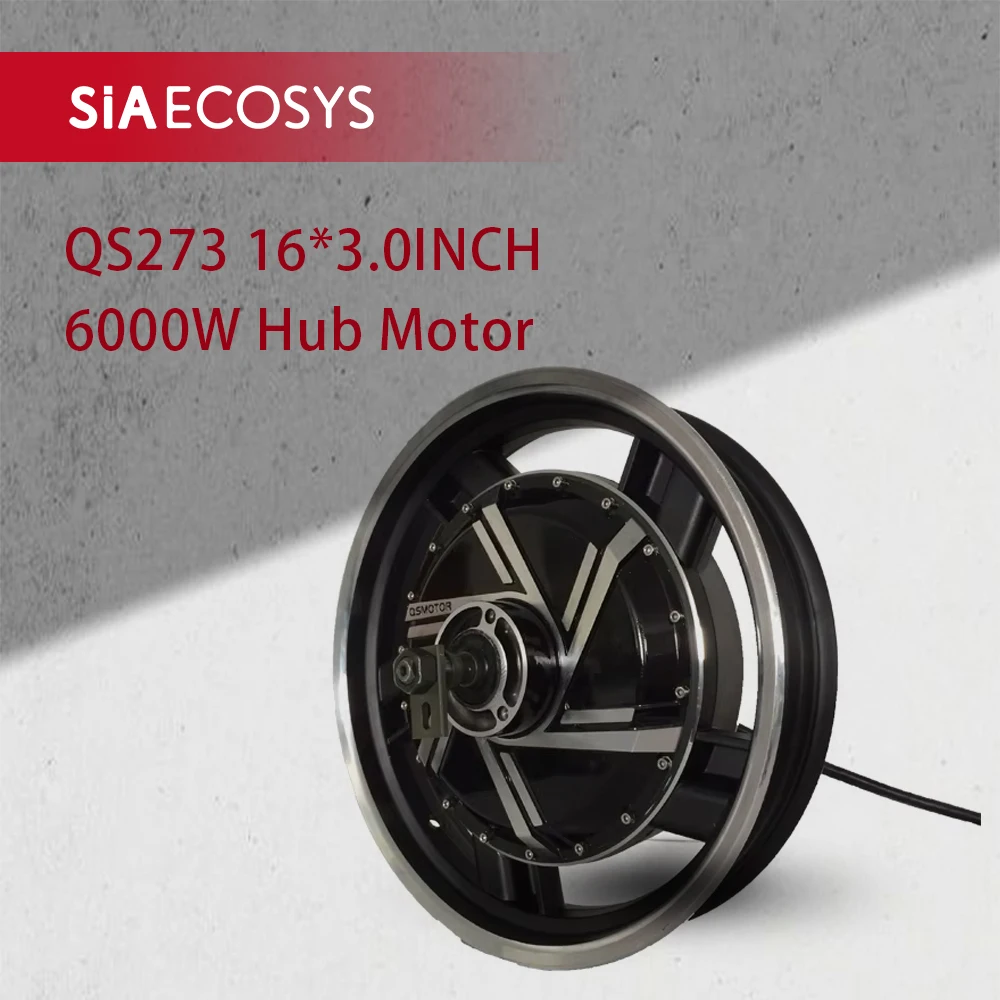 QSMotor 16*3.0inch 6000W QS273 V3 Electric Hub Motor 100kph BLDC in Wheel Dual Shaft for Electric Scooter E-Motorcycle