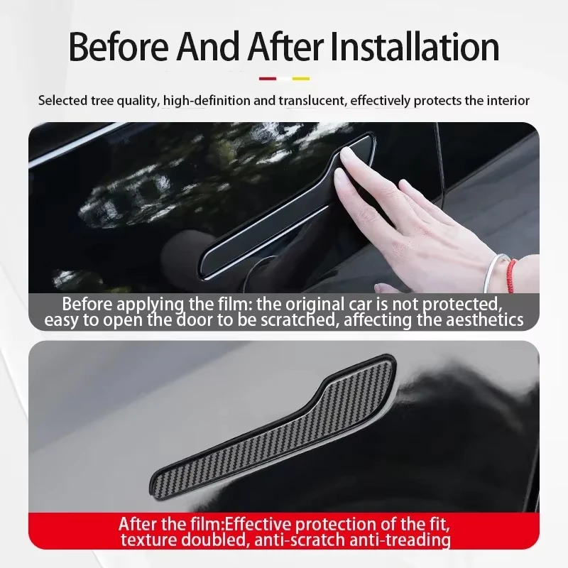 For Tesla Model 3 Y Carbon Fiber ABS Styling Premium Durable Accessories model3 2024 Car Door Handle Cover Protector Sticker image 6
