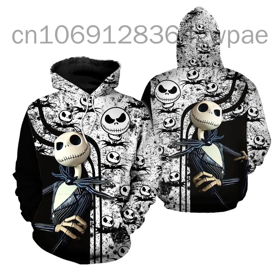 Jack Skellington 3D Hoodie Men\'s Women\'s Casual Sports Pullover Hoodie Disney 3D Hoodie Fashion Oversized Sweatshirt