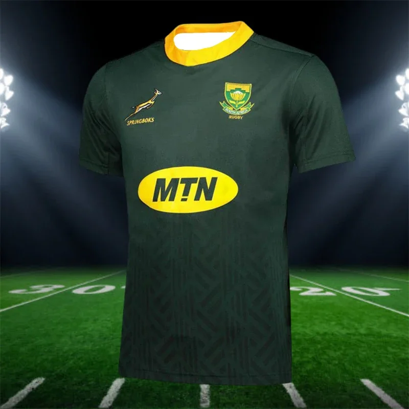 Fashion Breathable Quick-dry South Africa 2019 Men's Rugby Jersey T-shirt for Kids and Adults Summer Sports image 3