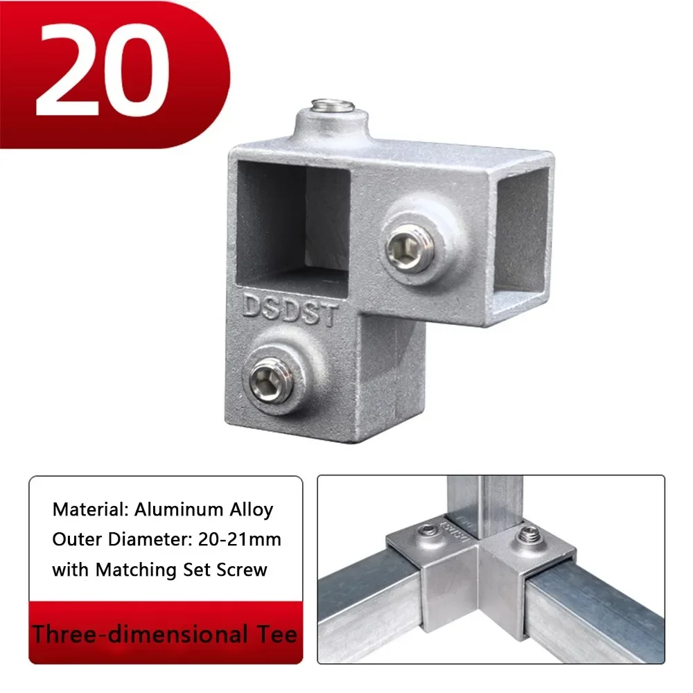 20x20mm Square Tube 25x25mm Aluminum Alloy Aluminum Alloy Elbow Fixed Pipe Clamp Connector Accessories Storage Rack