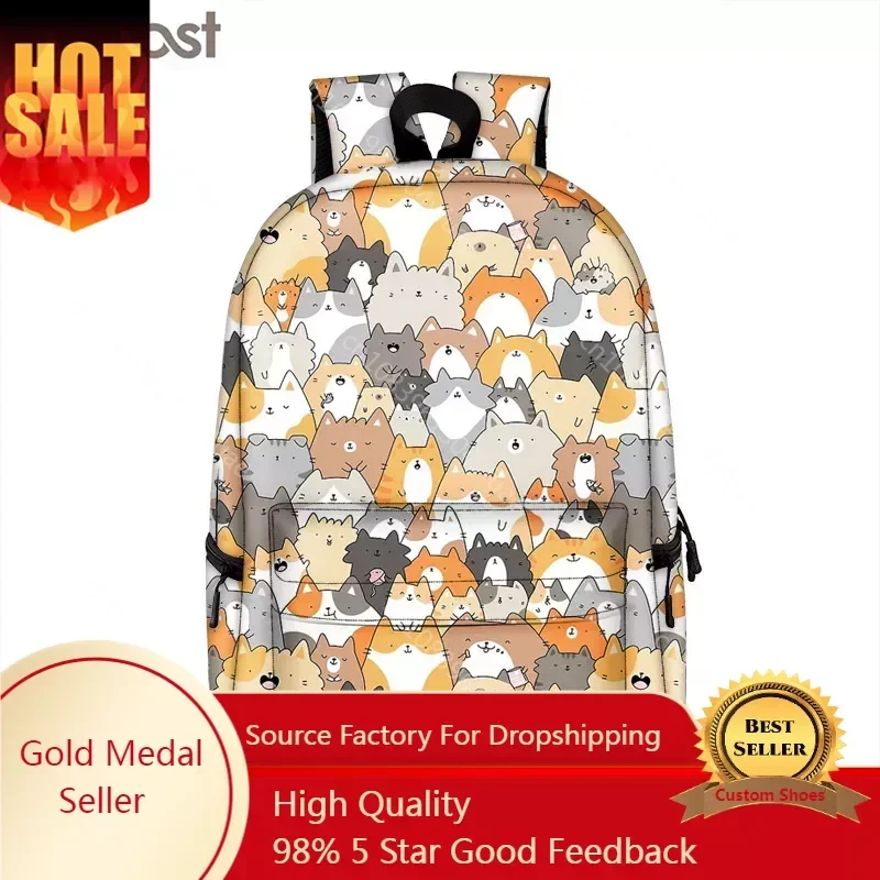 

Funny Pet Cat dog Backpack Women Children School Bags For Teenagers Boys girls Bag Mens Travel Daypack Students Laptop Backpack