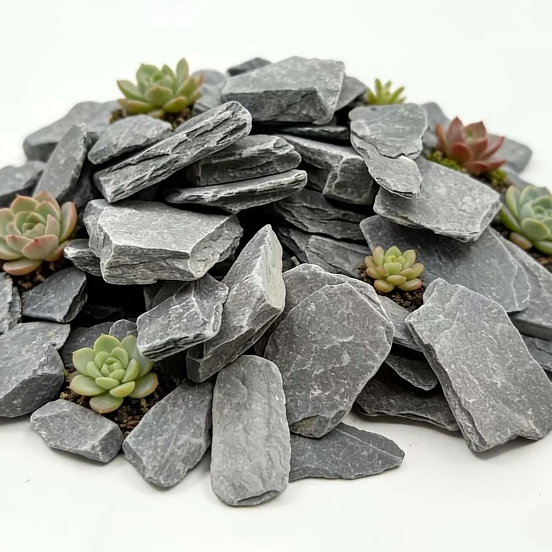 200G Natural Small Slate Stone Chips 3-5cm Irregular Slate Gravel for Aquarium Fish Tank, Bonsai, Flower Pot, Micro Landscape
