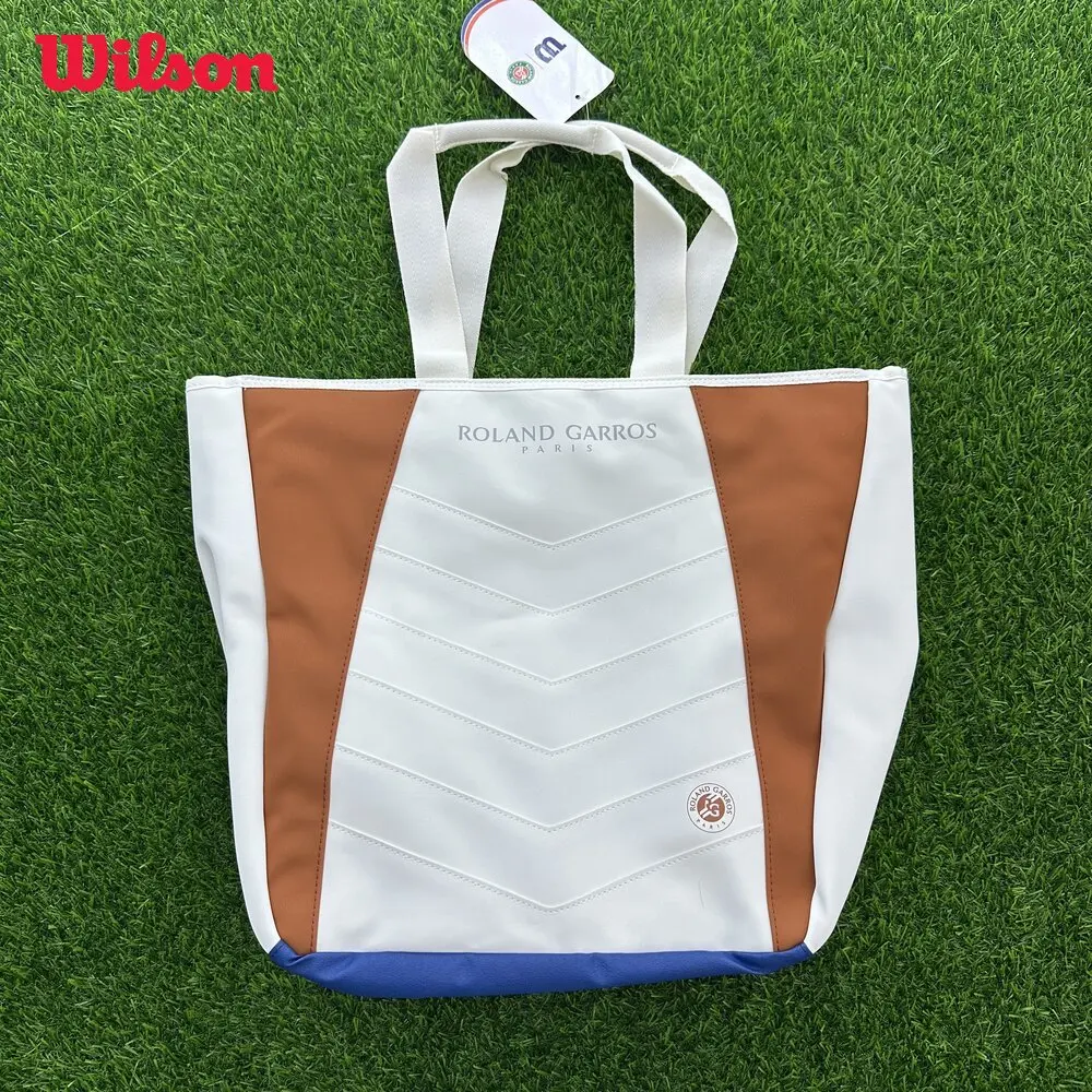 Wilson 2024 Roland Garros Tote Tennis Racquet Bag Match Team Light Sports Tennis Bag for Racket With Fleece-Lined Pocket Beige