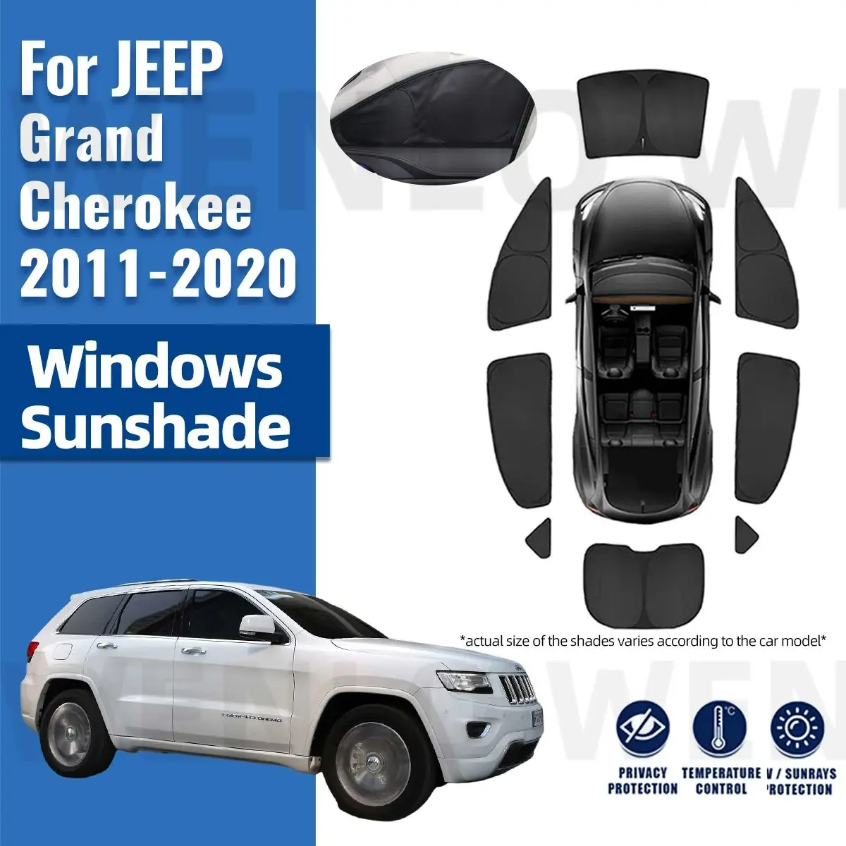 

For JEEP Grand Cherokee 2011-2020 Full Cover Car Sunshade Visor Front Rear Windshield Frame Curtain Side Window Sun Shade