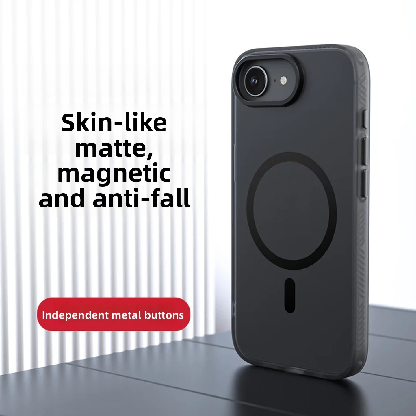 Nowe etui magnetyczne z przyjazną dla skóry akrylową powłoką do iPhone 17e 16e SE4, odporne na wstrząsy i przyjemne w dotyku, Funda — zdjęcie produktu 2