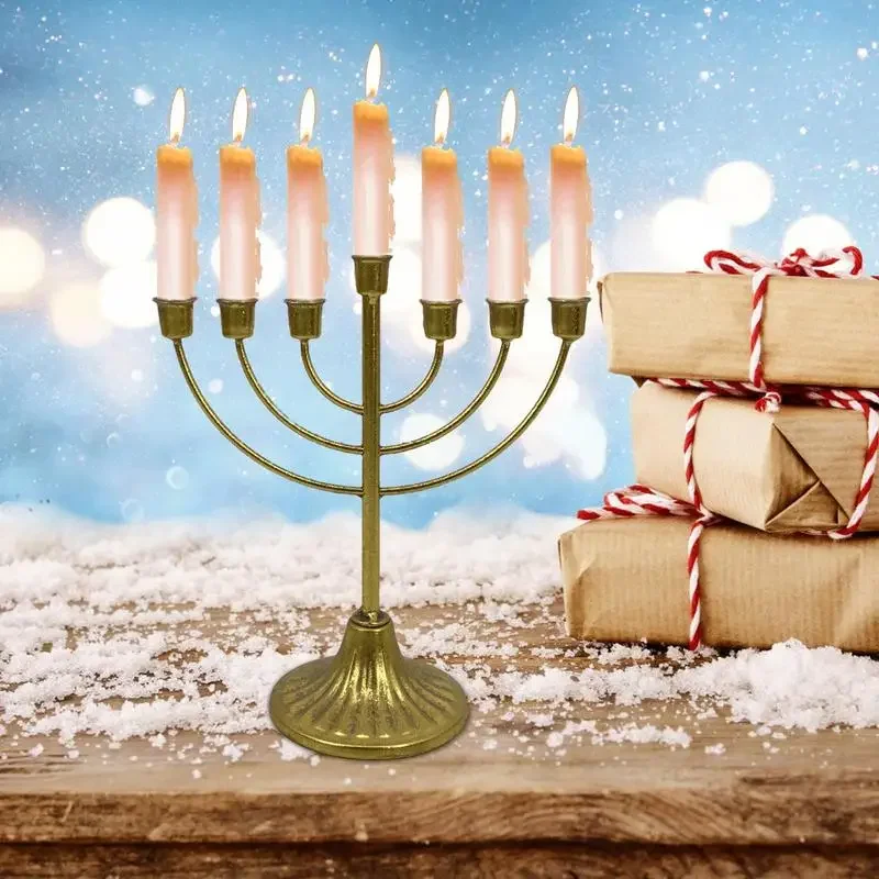 Jewish Candle Holder 7/9 Branch Candlestick Metal Candle Hanukkah Holder Candlestick Jewish Menorah Stand Decorations