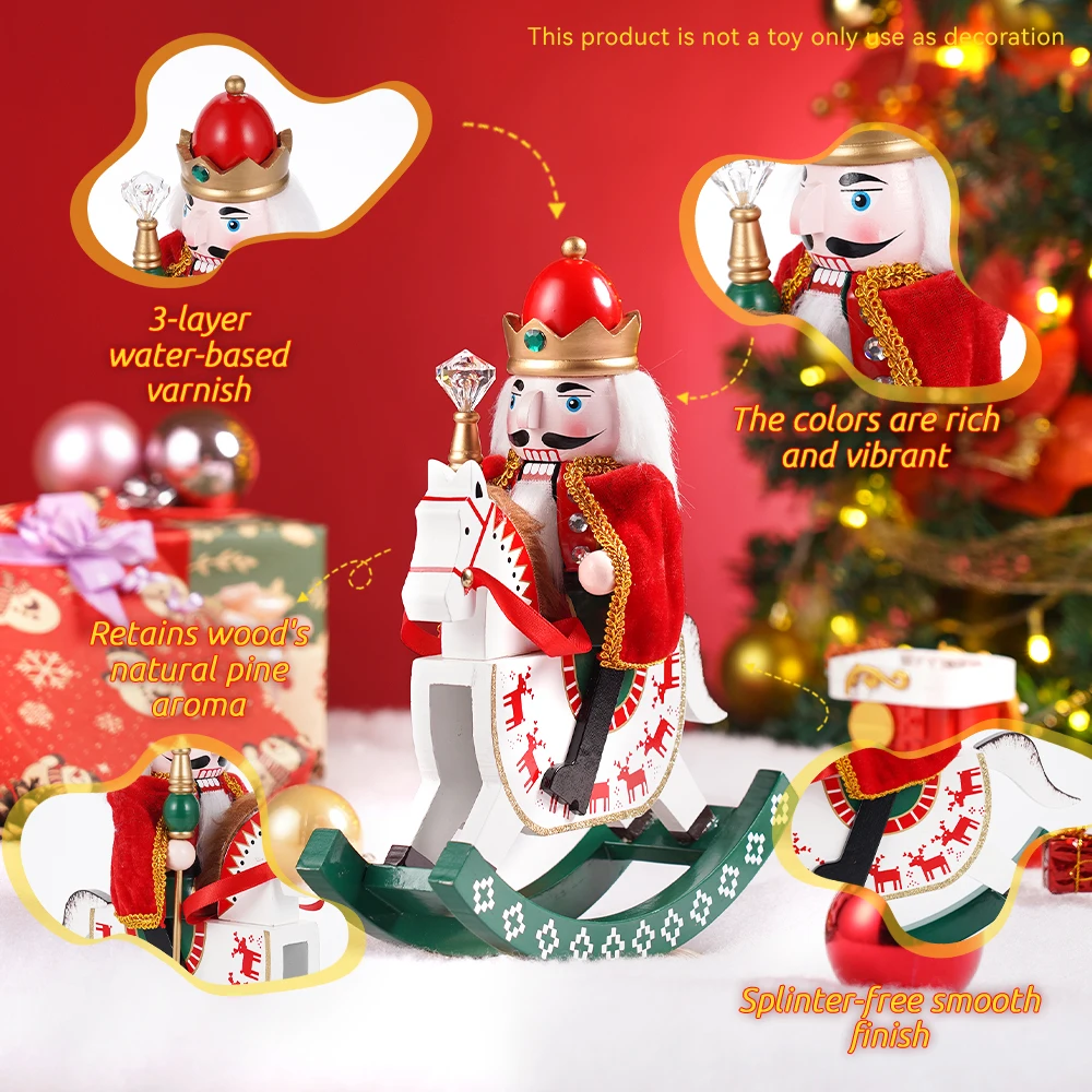30CM Christmas Nutcracker Wooden Warrior Wooden Handicraft Walnut Soldier Puppet Figure Home Or Office Festival Decoration