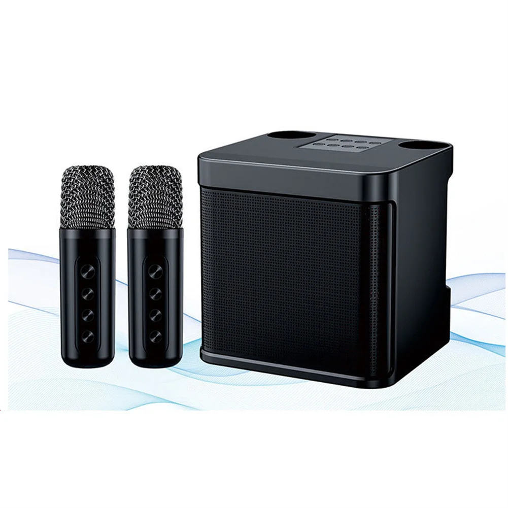 KD203 Karaoke Machine With Dual Microphones Change Voice Functions Portable Speaker Studio Subwoofer AUX TF Card U Disk Player