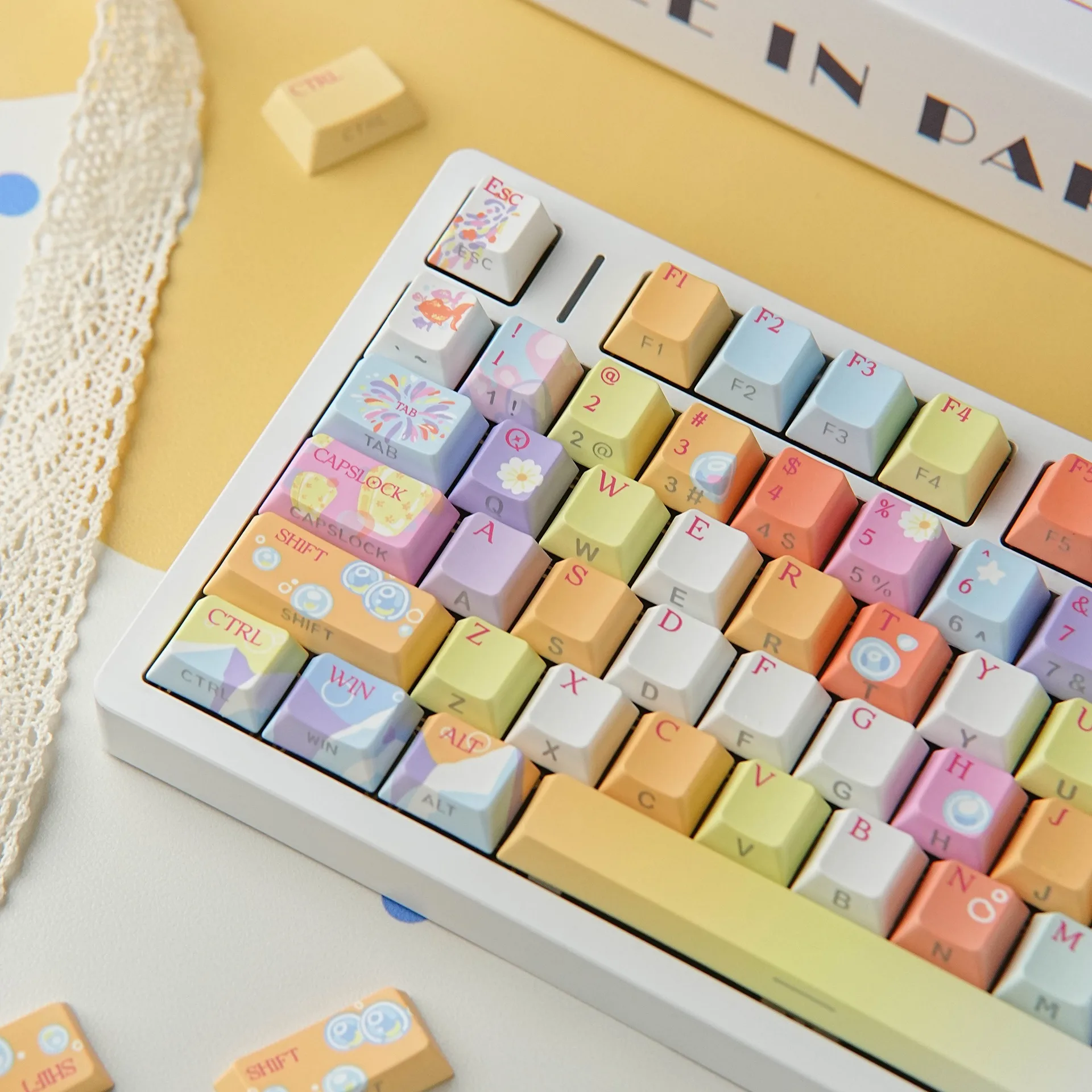 Hebrew Spanish French Russian Korean German UK Japanese Mechanical Keyboard Side Printed Keycap Cherry Profile PBT Keycaps ISO
