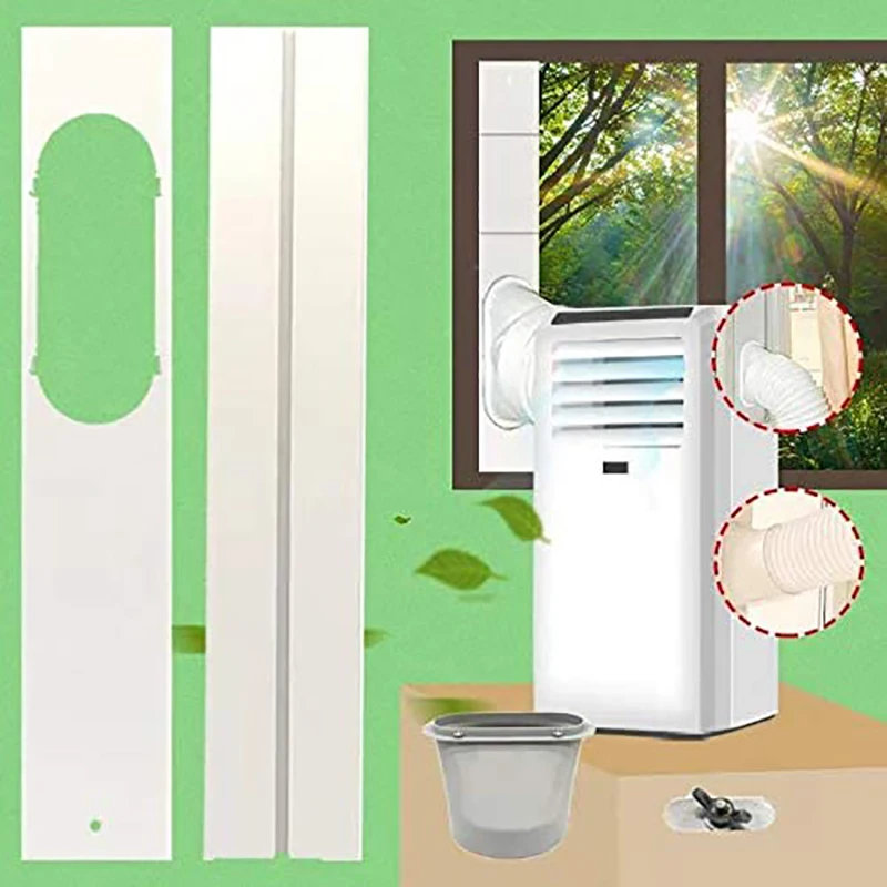 Kit de ventana de CA, ventilación de ventana deslizante, adecuado para manguera de aire acondicionado móvil con 5,9 pulgadas/15cm
