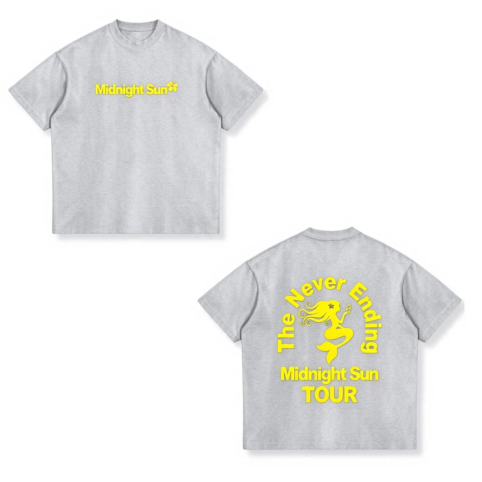 Midnight Sun Never Ending Mermaid Tour Graphic Tee T Shirt Men's Women's Unisex Cotton Retro Edgy Cool Oversize Short Sleeve Top