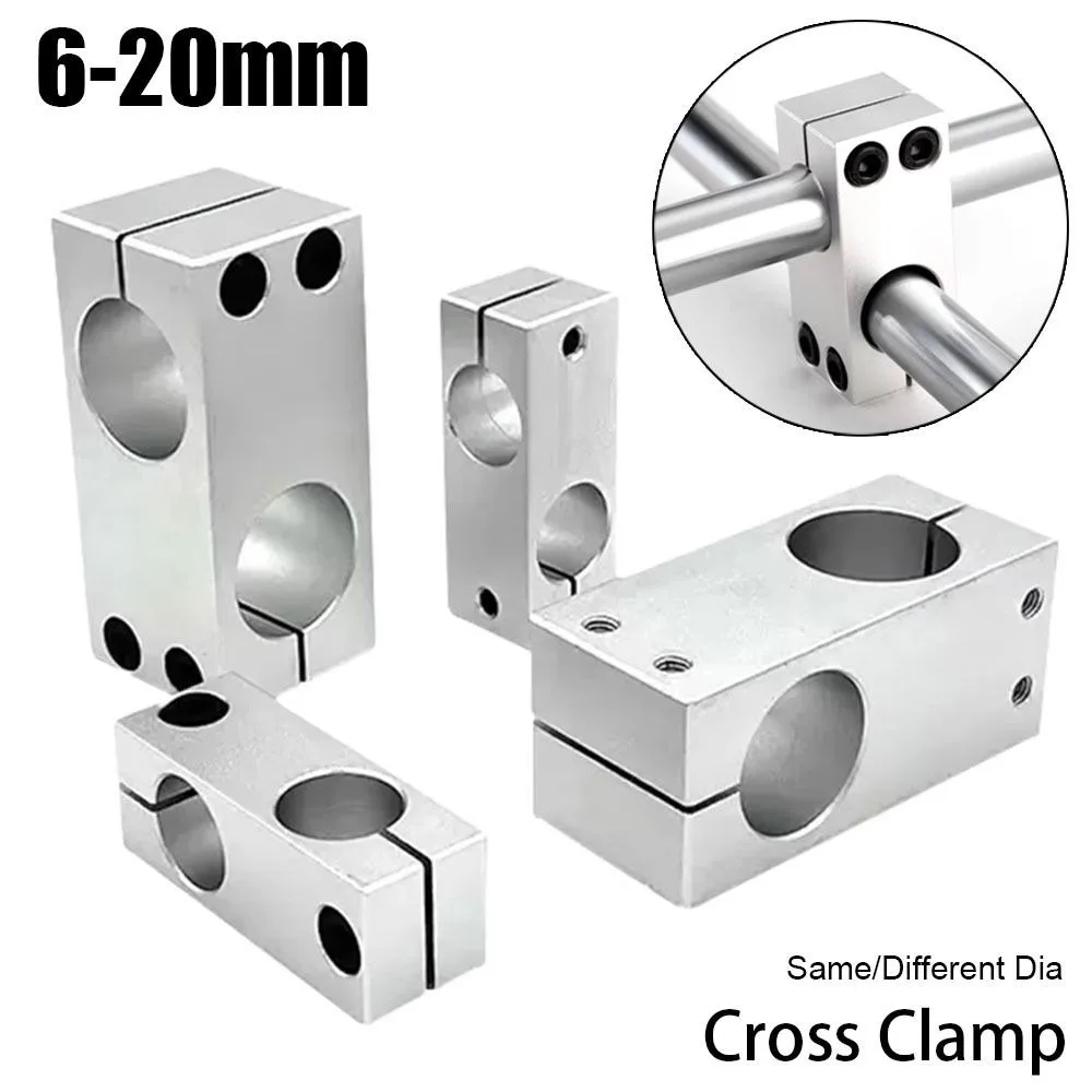 1Pcs Aluminum Alloy Pillar Fixing Clamp Same/Different Diameter Vertical Fixed Cross Clip Optical Axis Steel Pipe Fixing Bracket