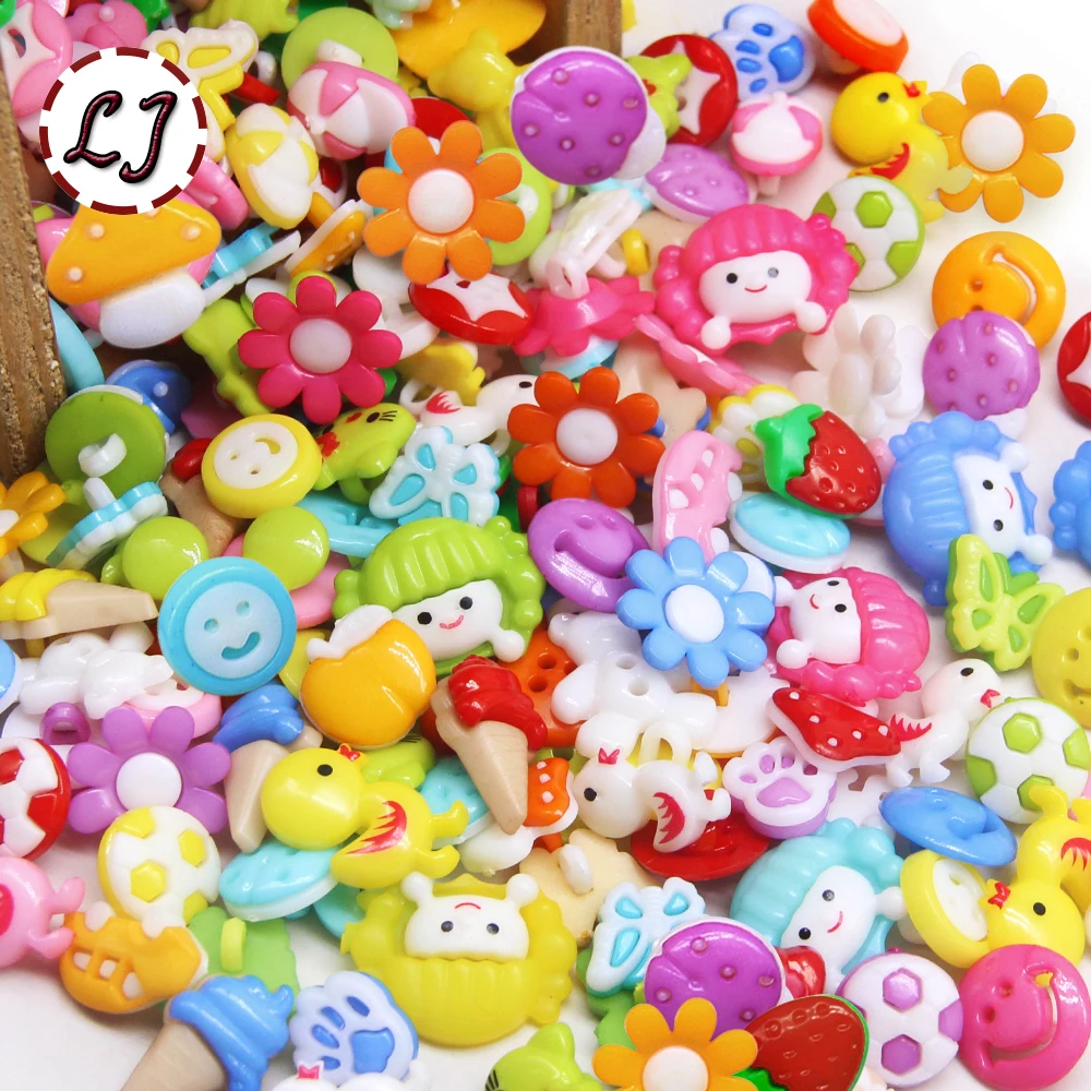 50pcs random mixed colorful cartoon button DIY Scrapbooking buttons clothes accessories handmade crafts  sewing button view 6