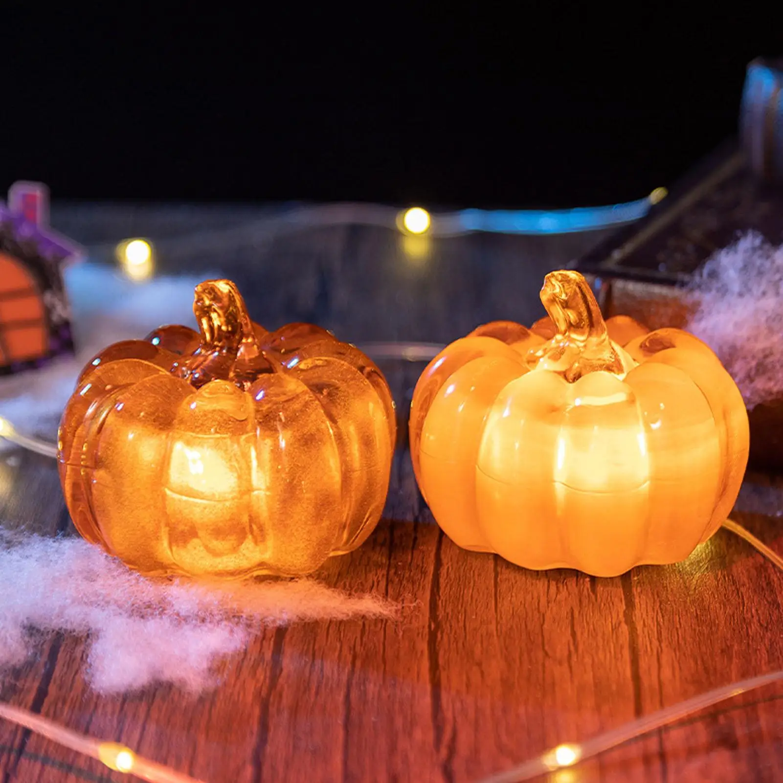 

2 шт. светодиодные лампы в виде тыквы на батарейках, светящийся декоративный светильник для внутреннего и наружного настольного праздничного украшения