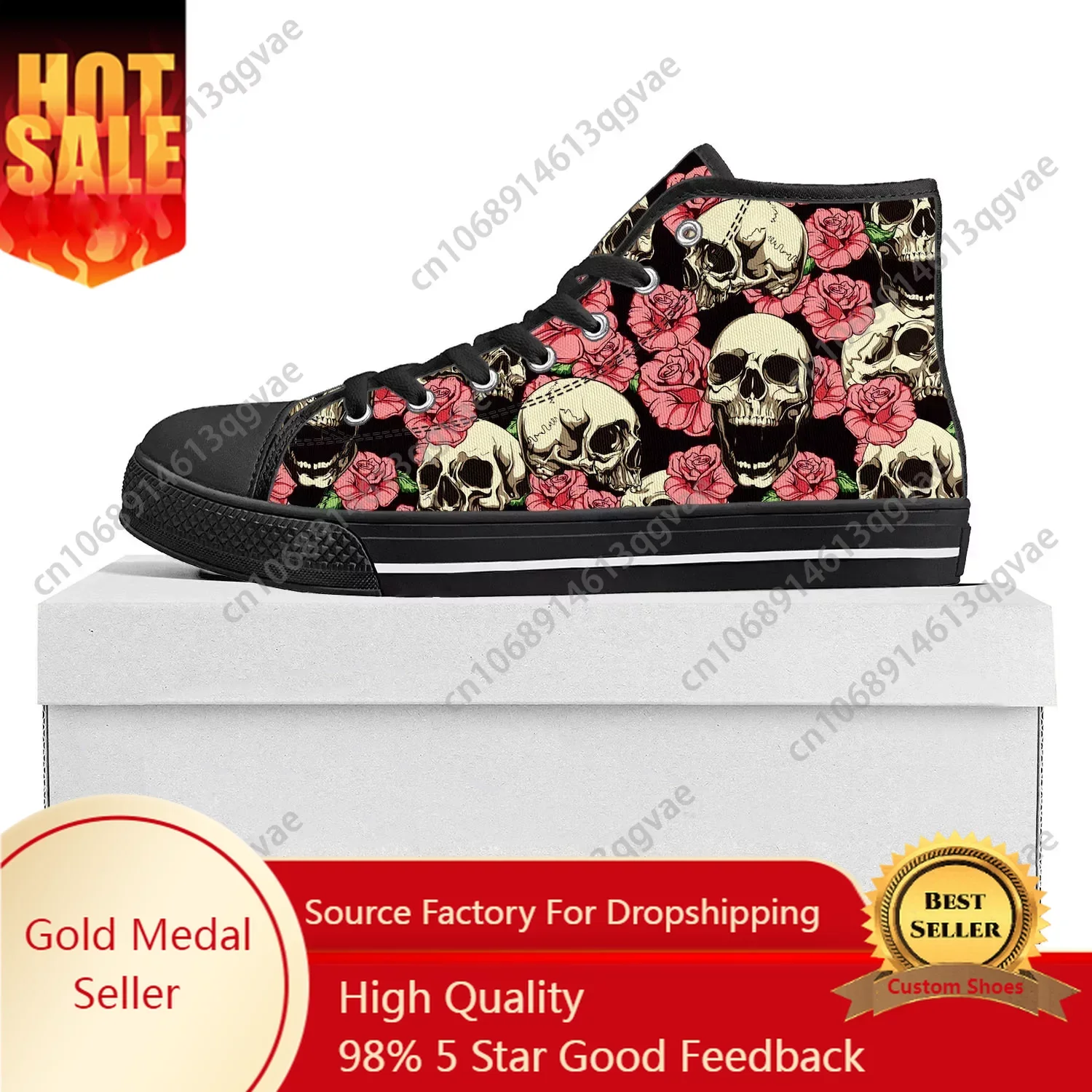 

Skull Pop Hot Fiery High Top Кроссовки высокого качества Мужские женские подростковые парусиновые кроссовки Повседневная обувь для пар Обувь на заказ Черная