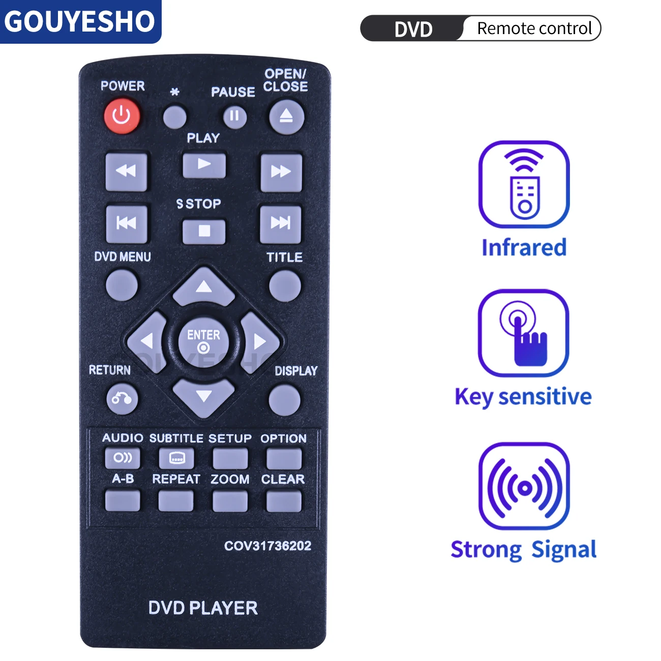 New COV31736202 use for  DVD Player Remote Control DP132 DP132NU