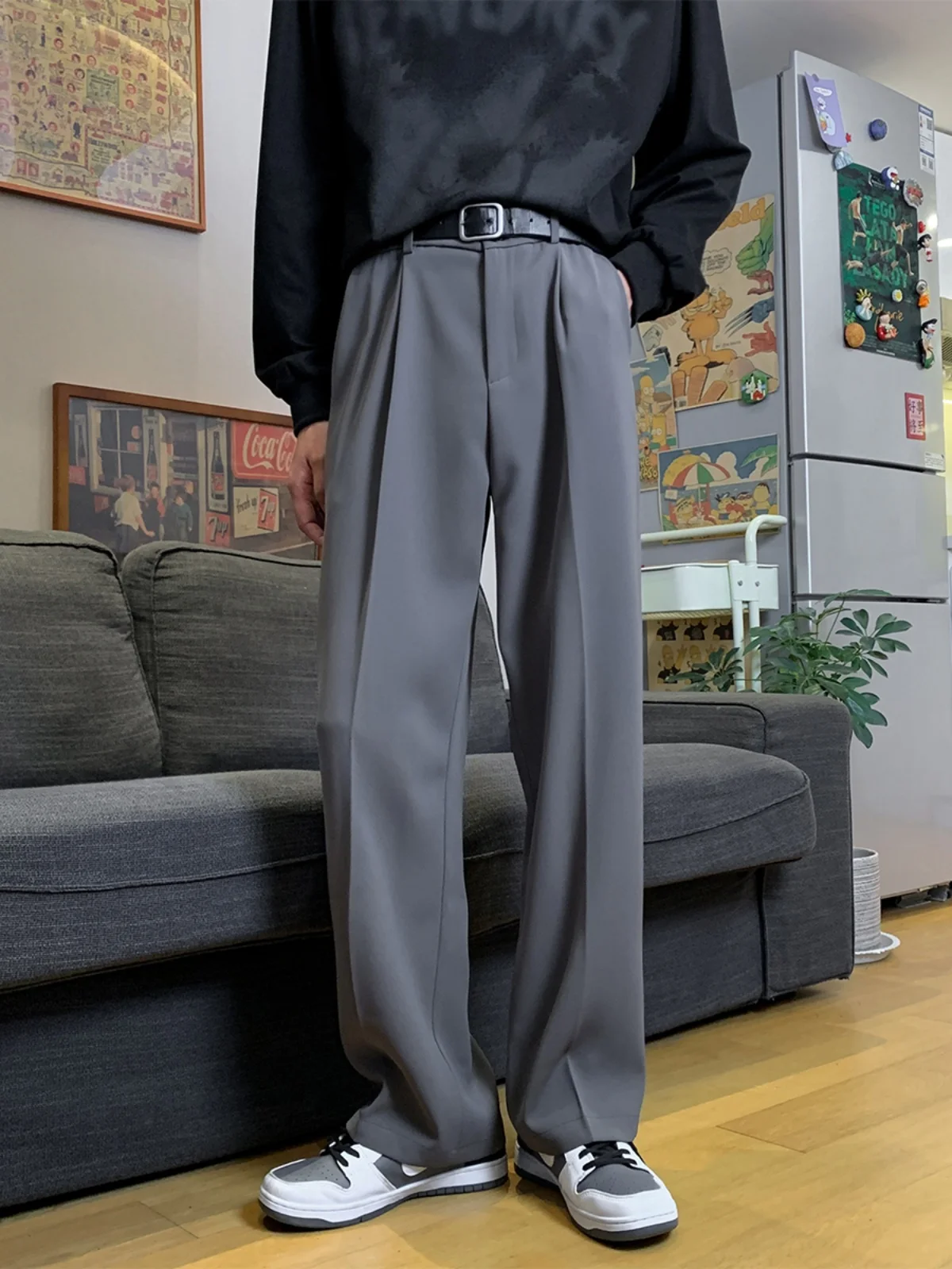 

Мужские прямые брюки на флисовой подкладке, утепленные, повседневные, осенне-зимние, в корейском стиле, модные, трендовые, легкие, укороченные, в западном стиле