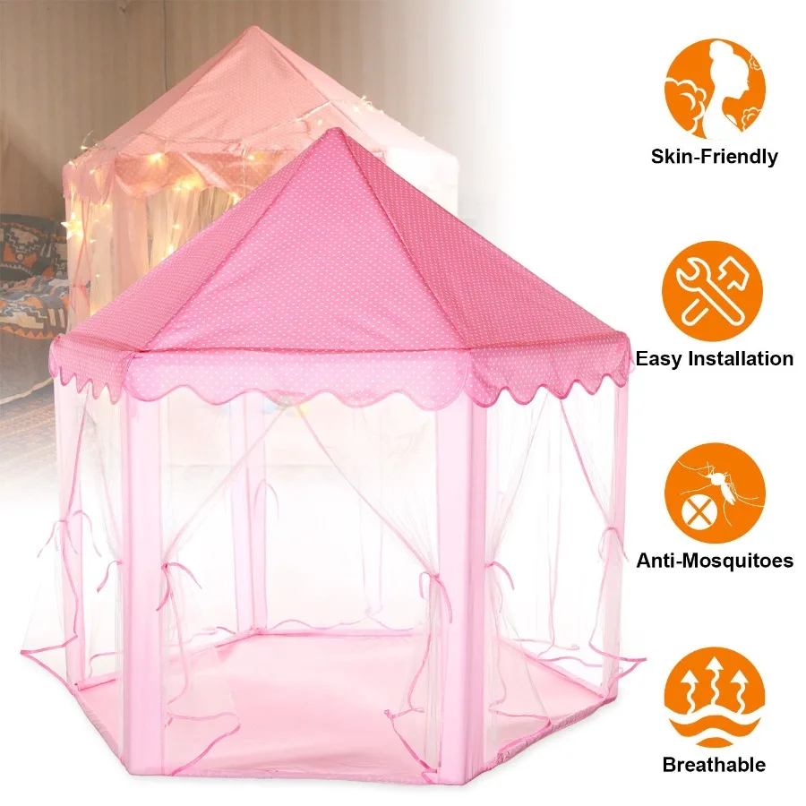 Tentes de jeu princesse pour filles, château de princesse, maison de jeu, utilisation intérieure et extérieure