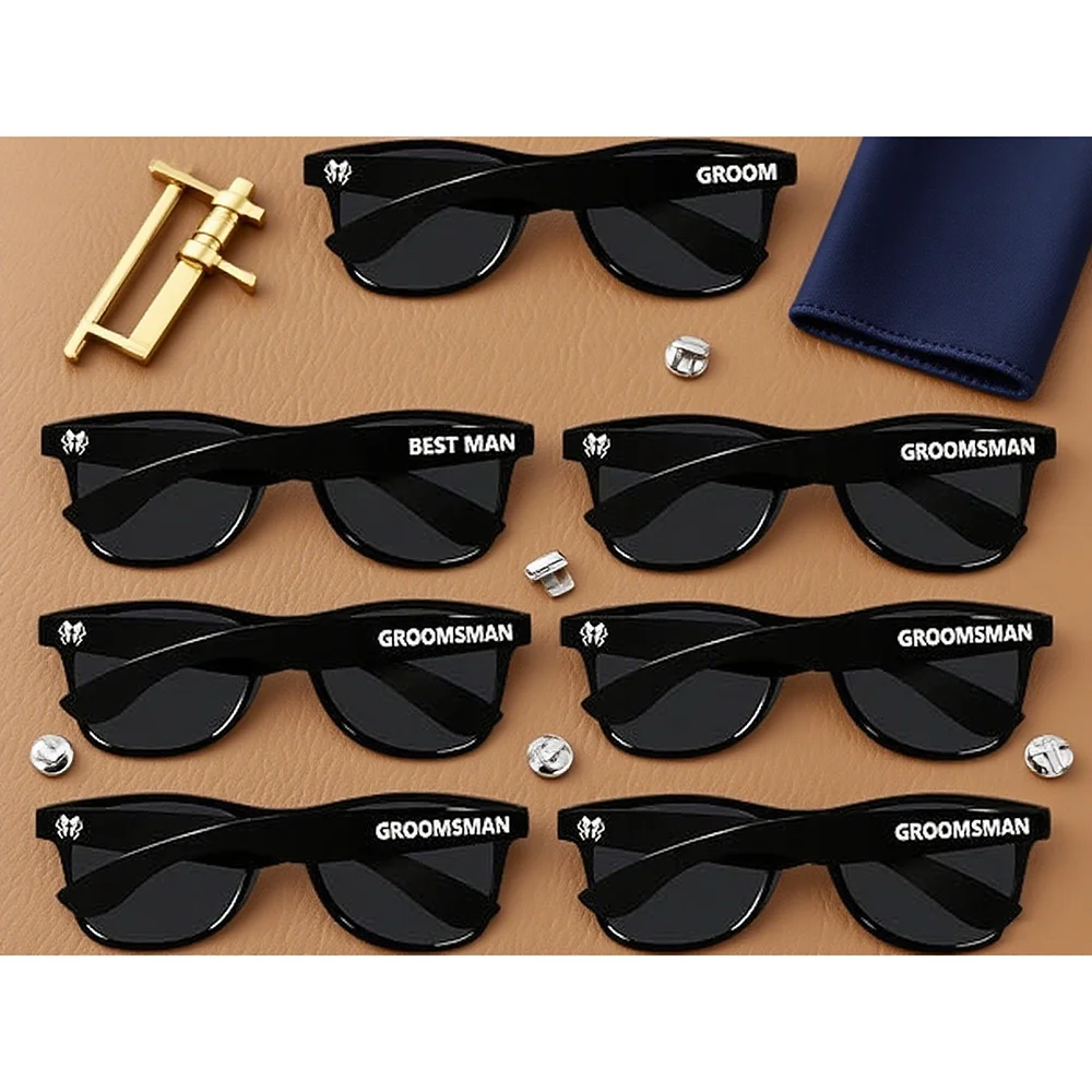

7Pcs Wedding Sunglasses for Groom Best Man Groomsmen Gifts Wedding Favor Bachelor Party Decor Honeymoon Engagement Bridal Shower