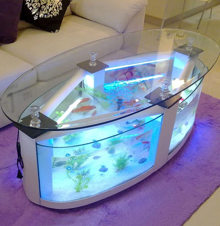 

Oval coffee table fish tank ecological aquarium glass large and medium-sized water free turtle tank