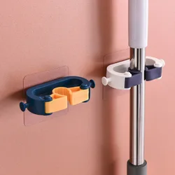 1pc No Punching Mop Broom Holder Rack Grippers Clips Wall Mount Home Appliance Multi-Purpose Hooks Kitchen Bathroom Organizer